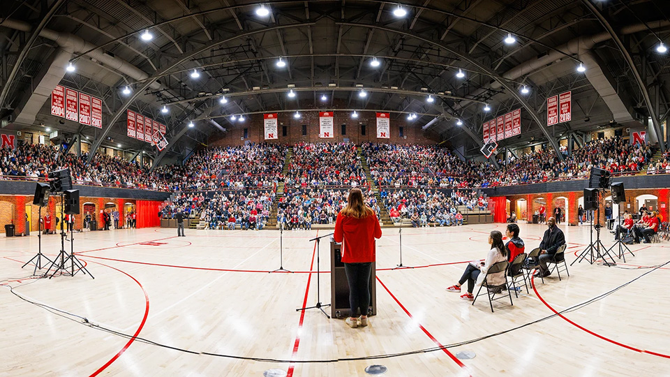 Thumbnail content for the article: 'Nebraska's Admitted Student Day successfully draws 3,500'