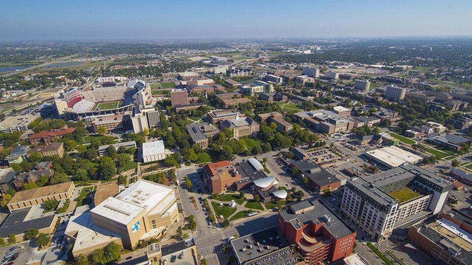 Aerial view of UNL city campus