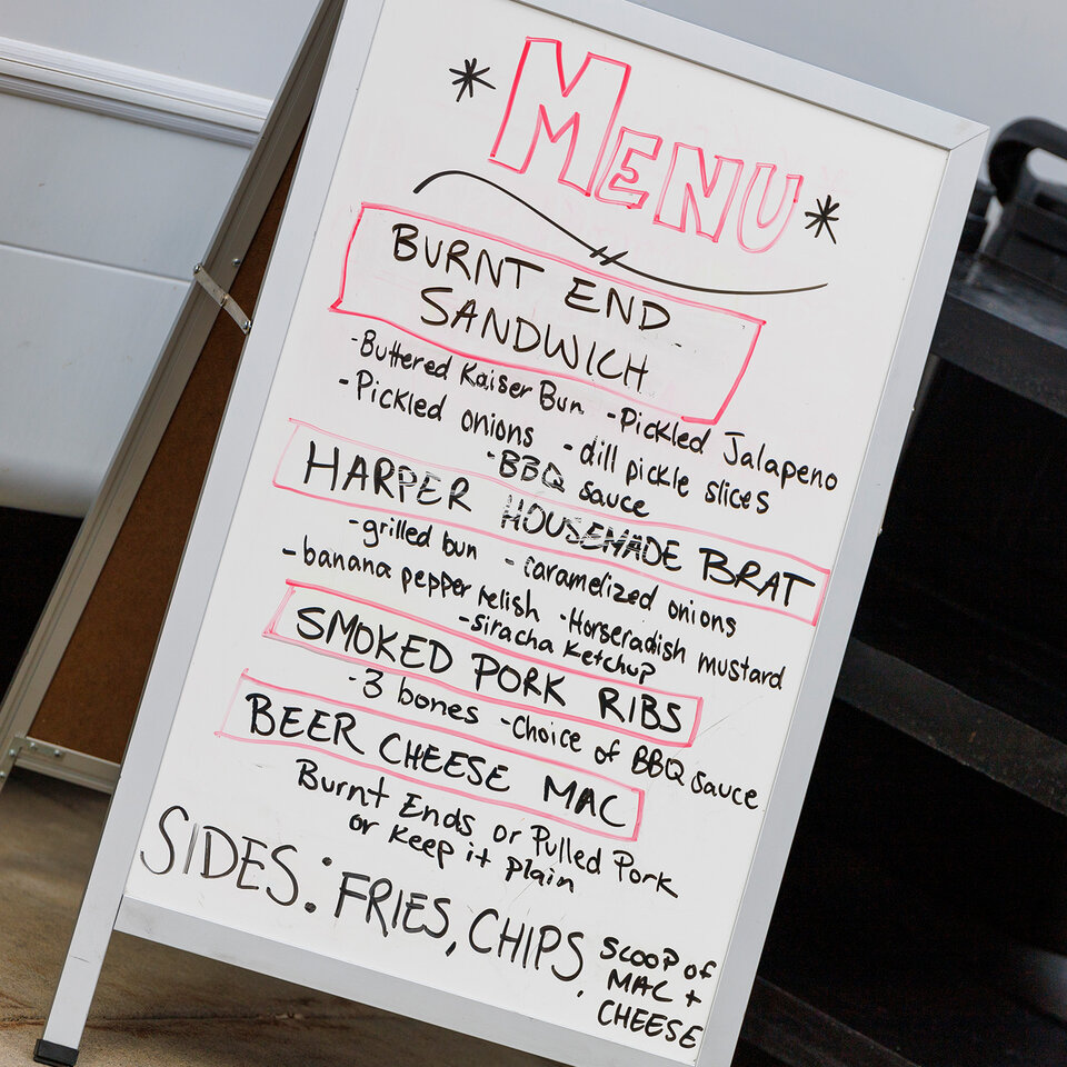 menu board outside the food truck